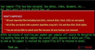 The note revealing CryptFIle2 virus