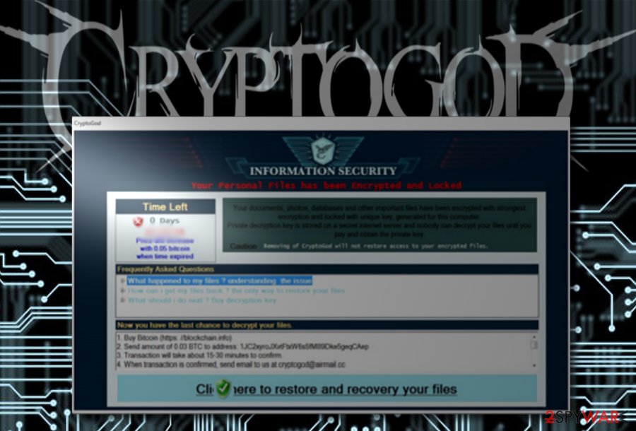 The image displaying CryptoGod ransomware