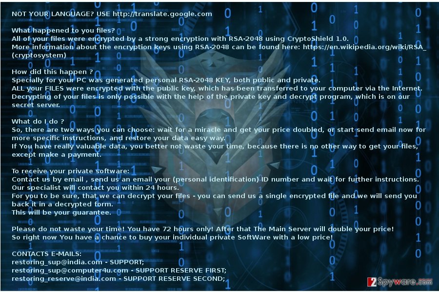 CryptoShield ransom note CryptoShield ransom note