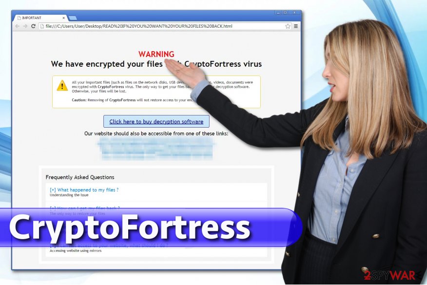 Screenshot of CryptoFortress ransom note Screenshot of CryptoFortress ransom note