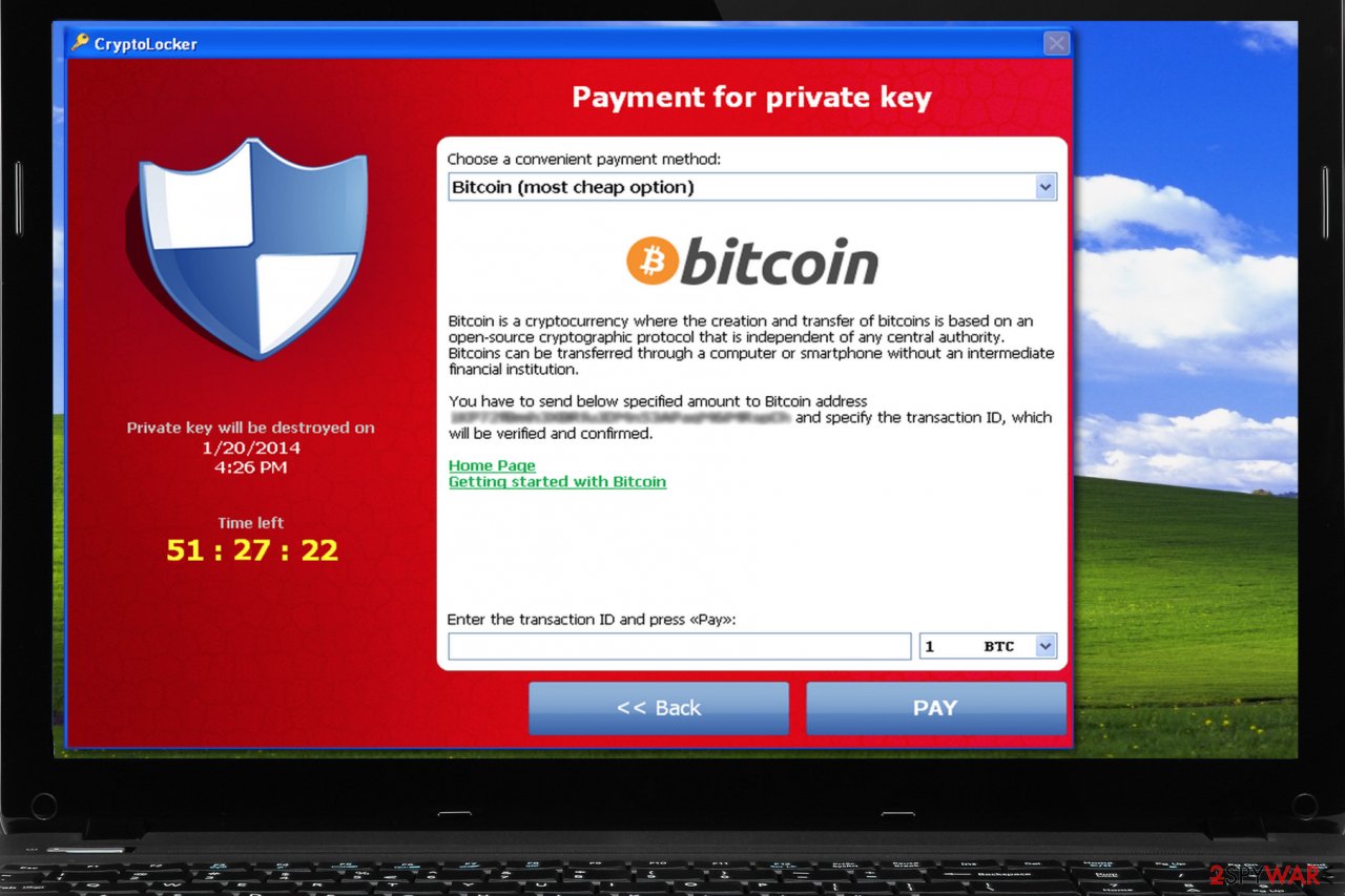 CryptoLocker virus initial version