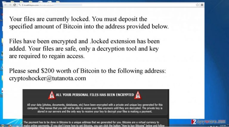 The ransom note of CryptoShocker