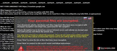 The picture revealing CryptXXX 3.0 virus