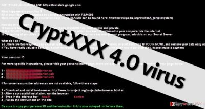 CryptXXX 4.0 virus leaves a threatening ransom note