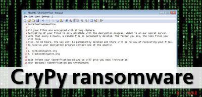 Ransomware note left by CryPy virus