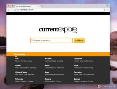 Image presenting Currentexplore.com search engine