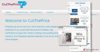 The main page of Cut The Price and its ads