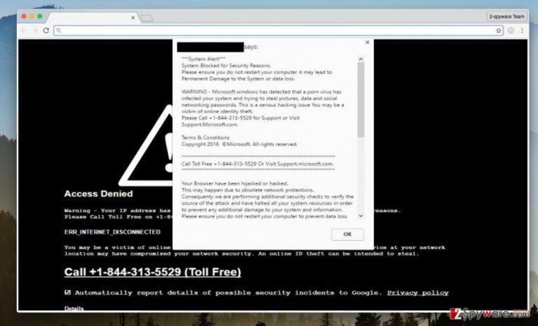 An image of the Cyber Security Warning virus infection