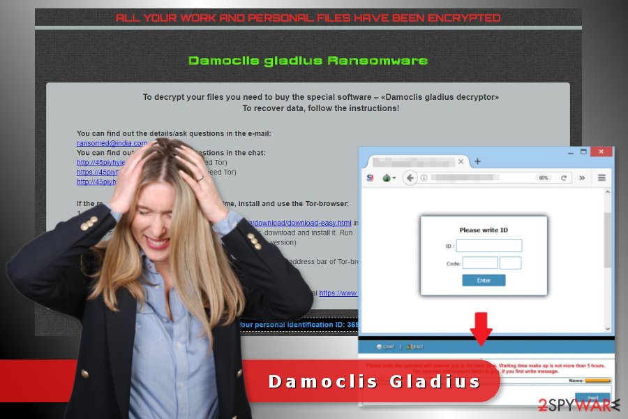 Damoclis ransomware virus ransom note