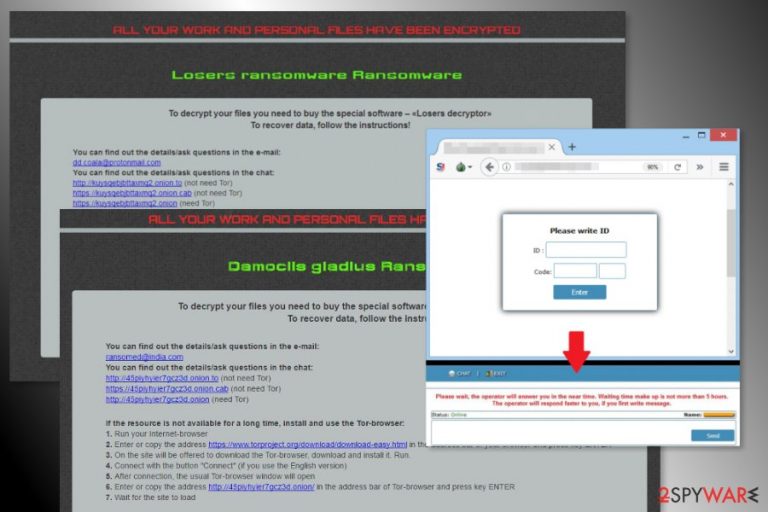 The ransom note by Damoclis ransomware virus