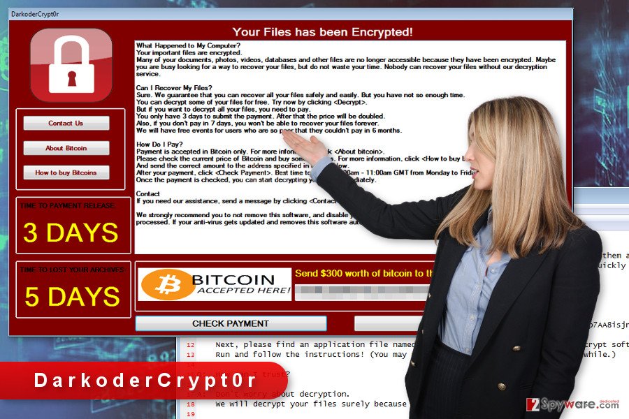 The illustration of DarkoderCrypt0r ransomware virus