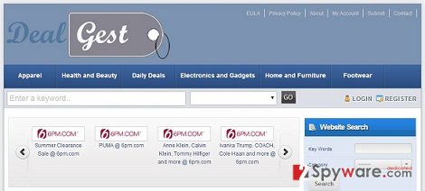 DealGest adware snapshot DealGest adware snapshot