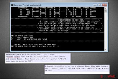 The ransom note of Death Note ransomware