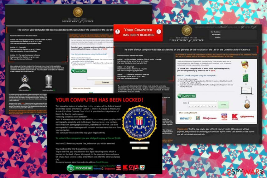 Department of Justice virus pop-ups