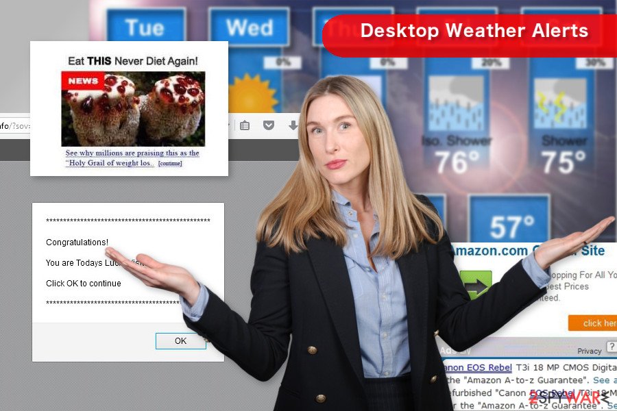 Desktop Weather Alerts pop-up tracks browsing-related information about its users