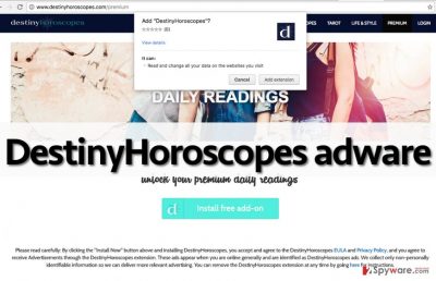 DestinyHoroscopes adware suggests adding a browser extension
