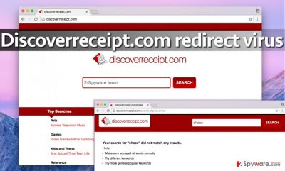 Screnshot of Discoverreceipt.com redirect virus