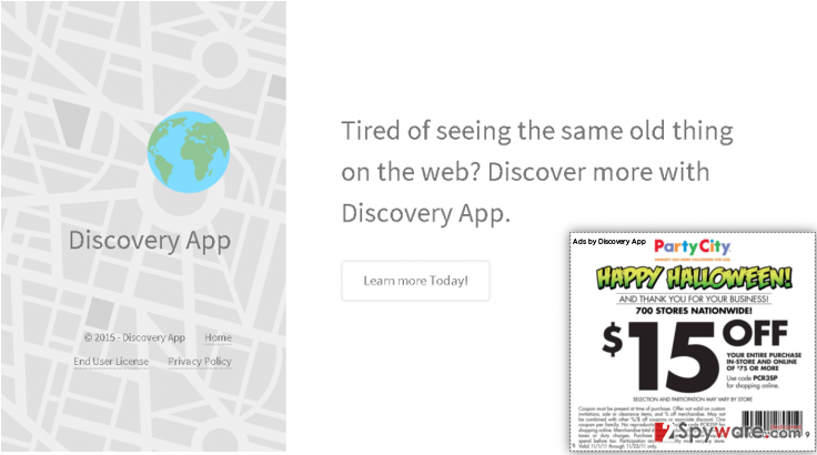 An example of Discovery App page and ads An example of Discovery App page and ads