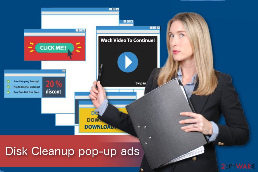 Disk Cleanup pop-up ads illustration