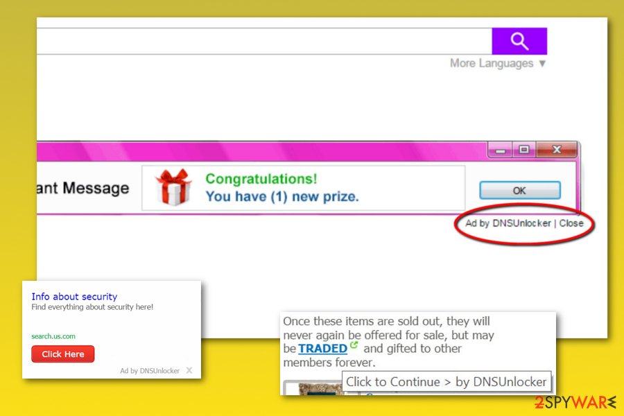 DNS Unlocker advertisements