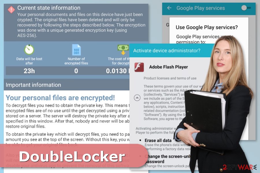 The image of DoubleLocker ransomware attack