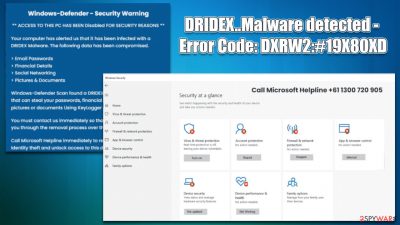 DRIDEX..Malware detected - Error Code: DXRW2:#19X80XD