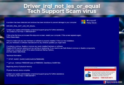 image of the Driver_irql_not_les_or_equal Tech support scam