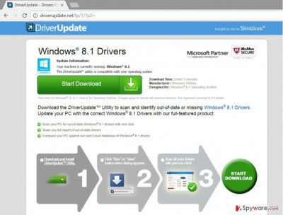 Screenshot of Driverupdate.net virus