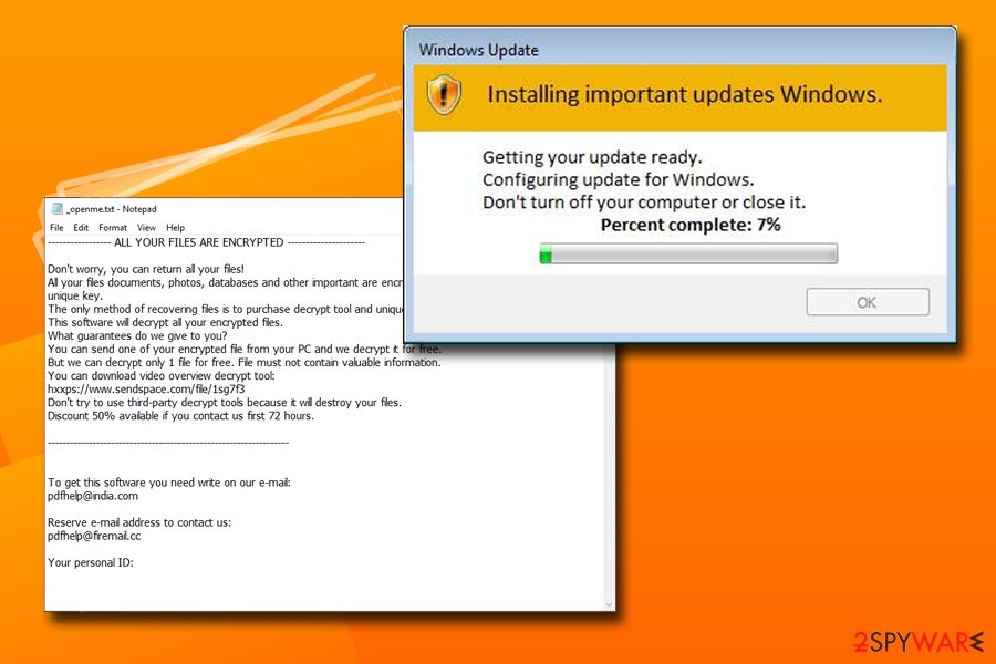 Djvu ransomware uses Windows Updates