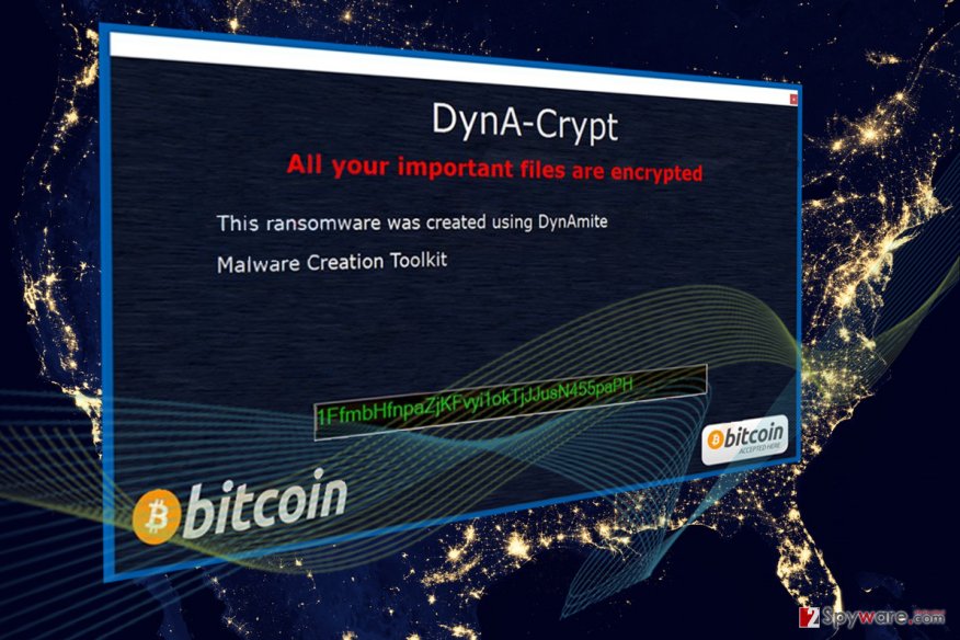Screenshot of the DynA-Crypt ransomware ransom note Screenshot of the DynA-Crypt ransomware ransom note