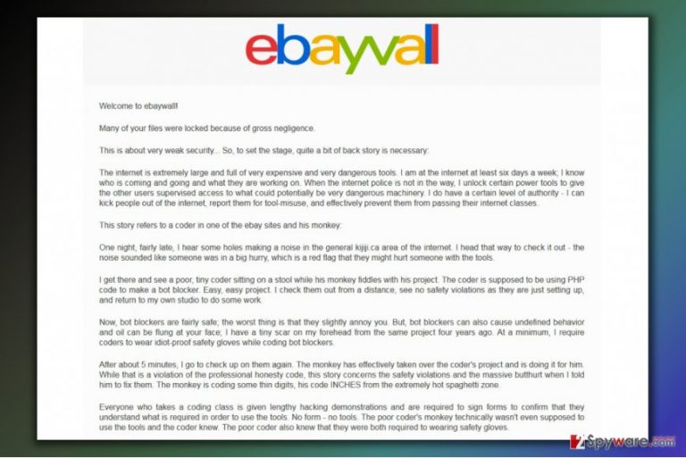 Ransom note from eBayWall ransomware