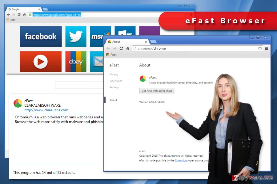 The image of eFast Browser virus