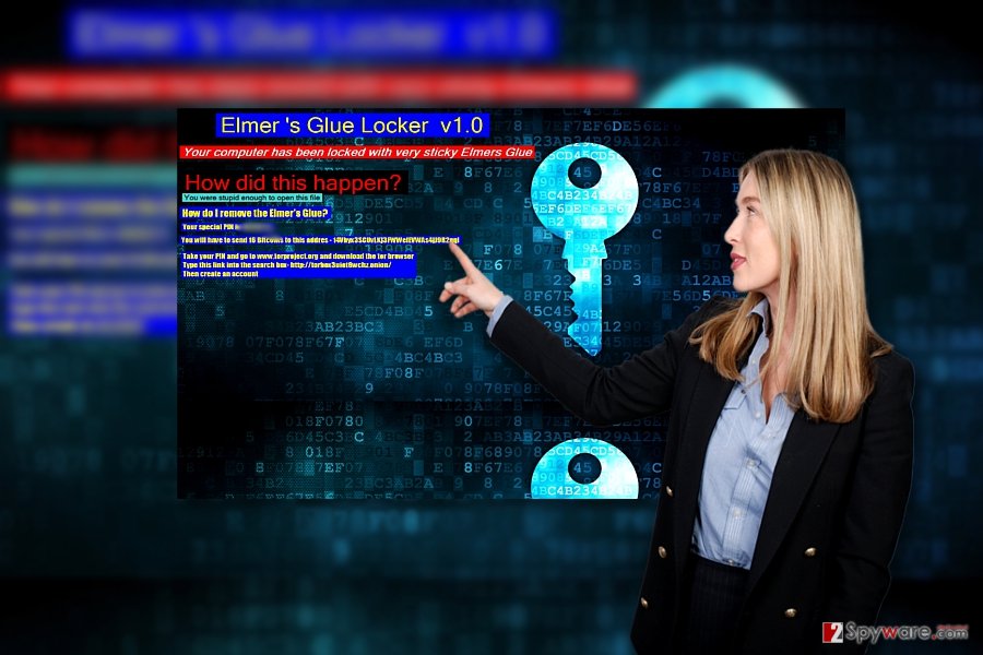 The image illustrating Elmer's Glue Locker ransom alert