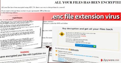 Examples of .enc file extension viruses