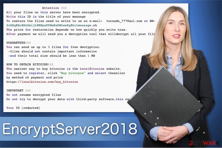 The image of the ransom note by EncryptServer2018 ransomware