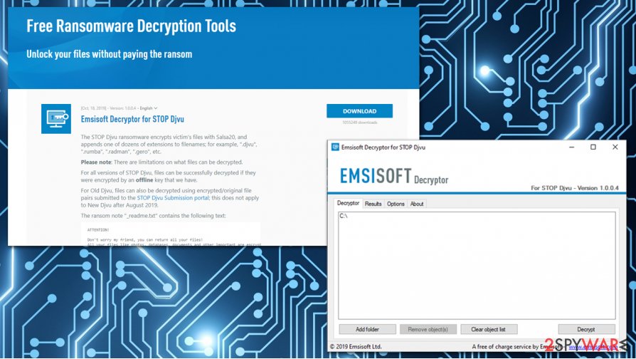 Erif files virus decryption tool from Emsisoft