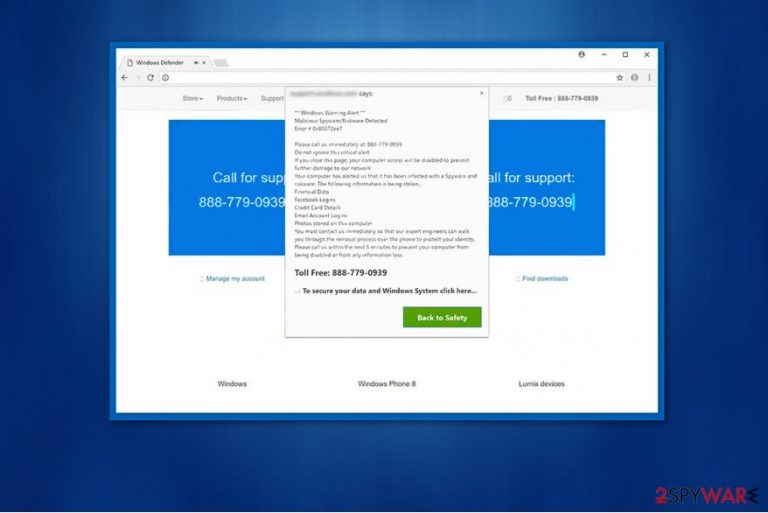 “Error #0x0072ee7” virus alert