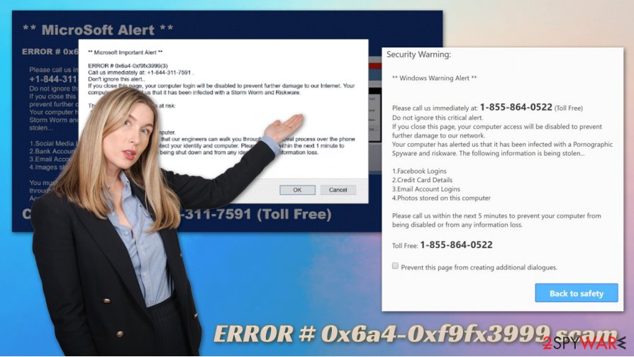 ERROR # 0x6a4-0xf9fx3999 scam virus