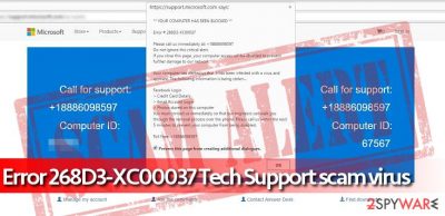 Error 268D3-XC00037 Tech Support scam virus image