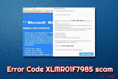 Error Code XLMR01F7985 scam