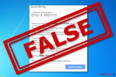 Error XR01F5 pop-up scam