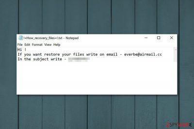 Everbe ransomware delivers ransom note