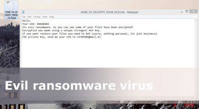 Ransom note by Evil ransomware virus