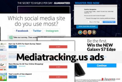 Examples of pop-up Mediatracking.us ads