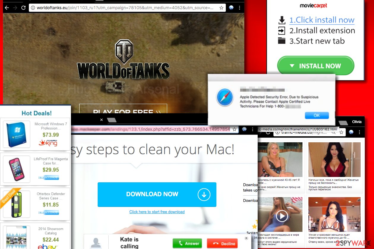 Pop-up ads examples