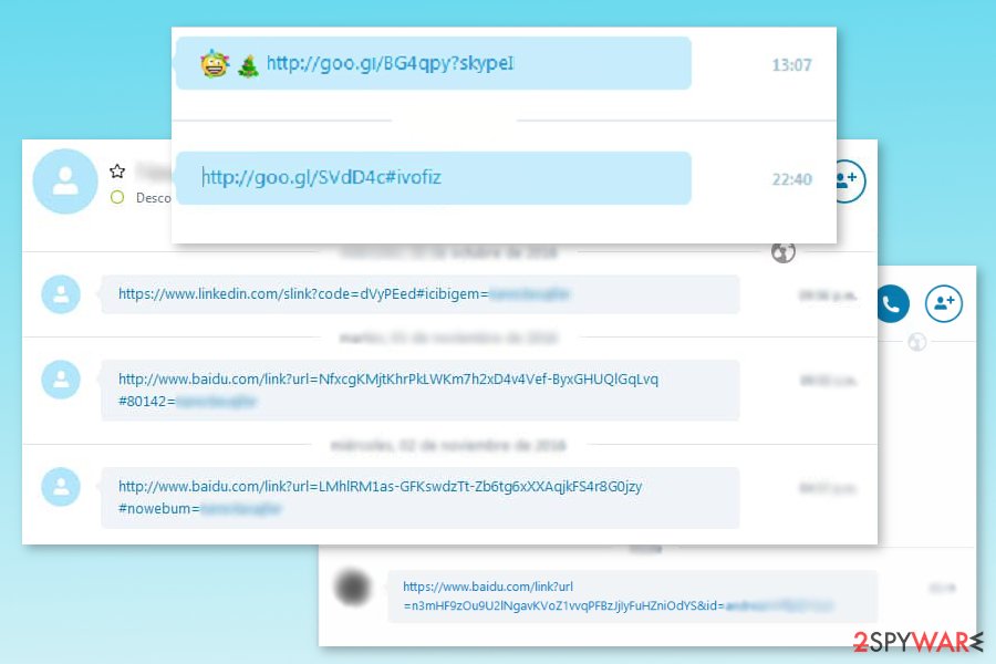 Examples of Skype virus