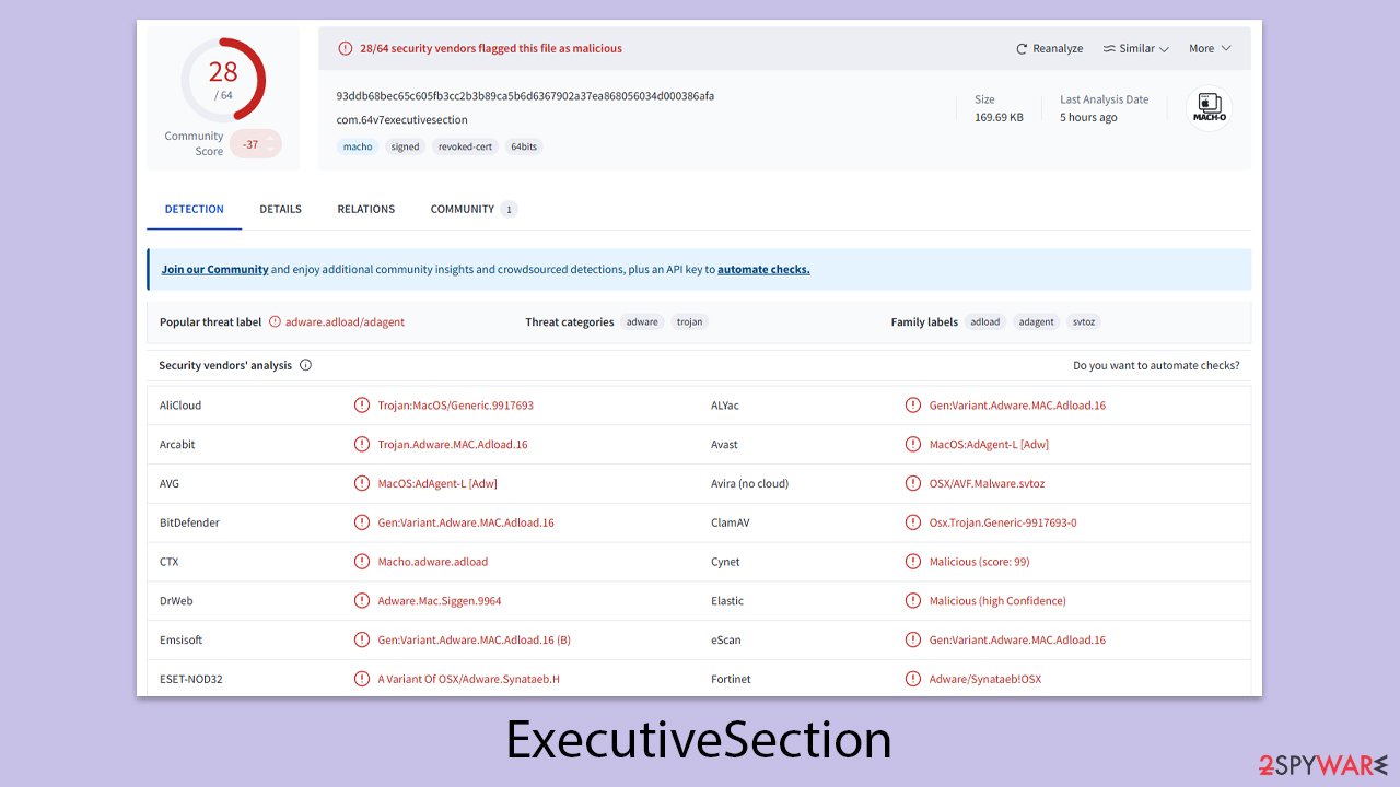 ExecutiveSection Mac virus