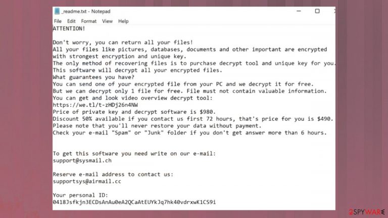 Eyrv ransomware