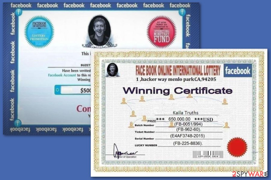 Facebook lottery scams