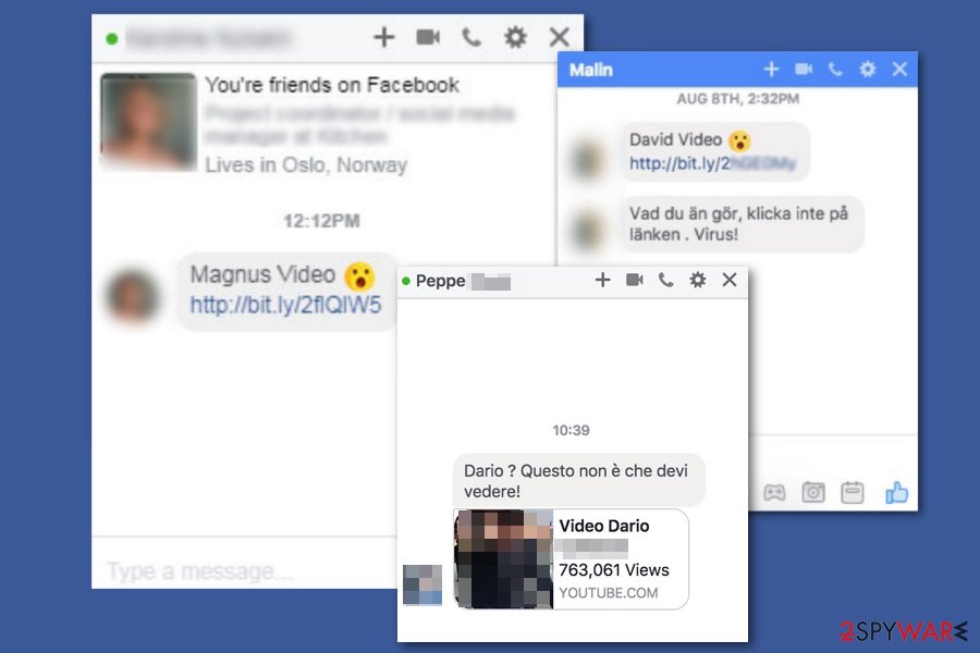Facebook video virus examples